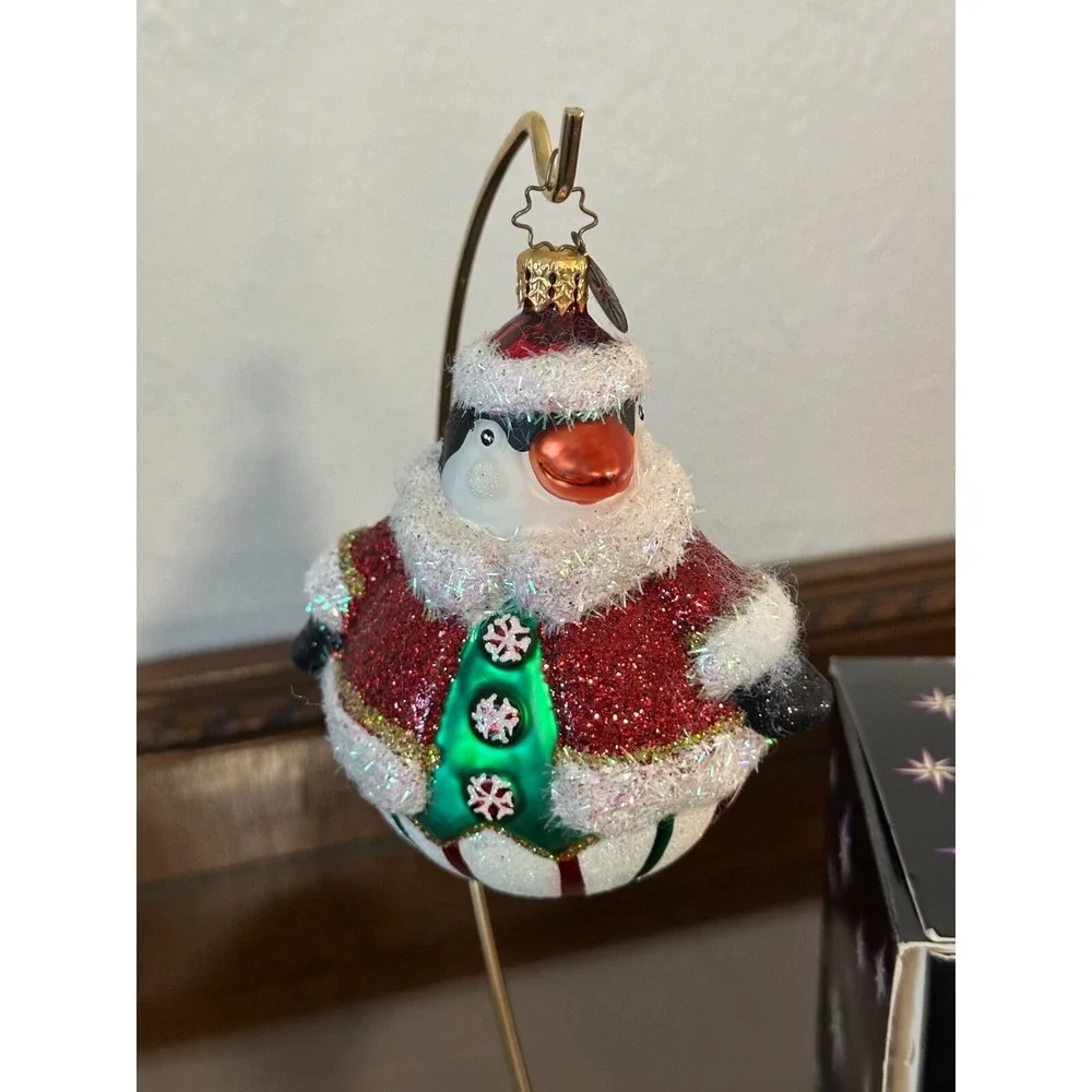 HTF Christopher Radko PENNY ROLL Penguin 1014224‎ w/ Org Box Santa Suit Ornament